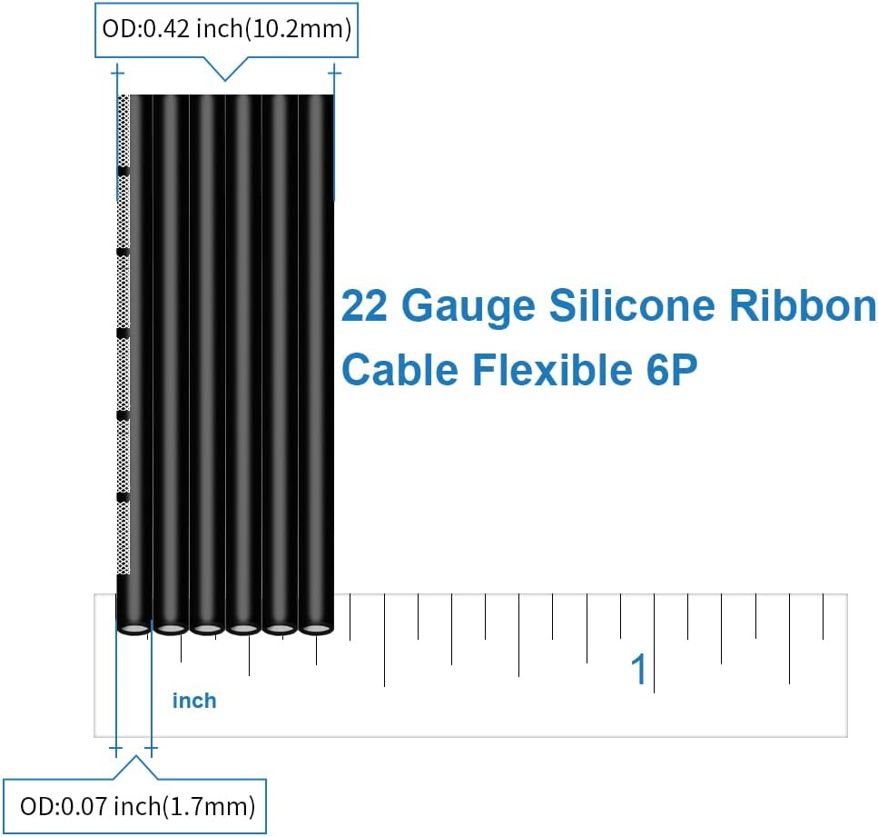 Cable plano silicona 22awg 25pies negro trenzado