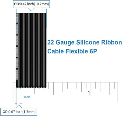 Cable plano silicona 22awg 25pies negro trenzado