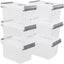 6 Pzas Cajas Plástico Transparente 3L Tapas Grises