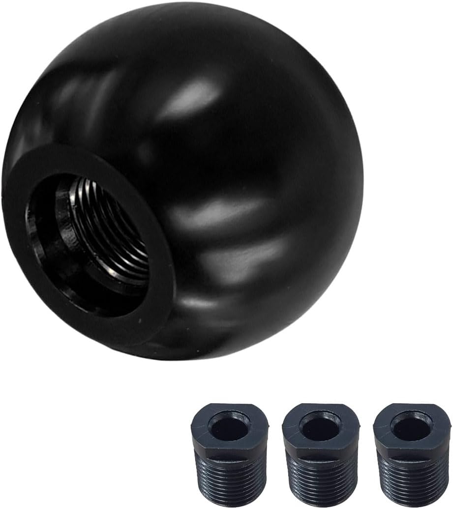 Pomo palanca cambios bola aluminio adaptadores M8 M10 M12 negro