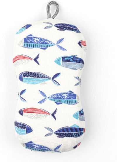 Esponja exfoliante blanca azul 3x6.5