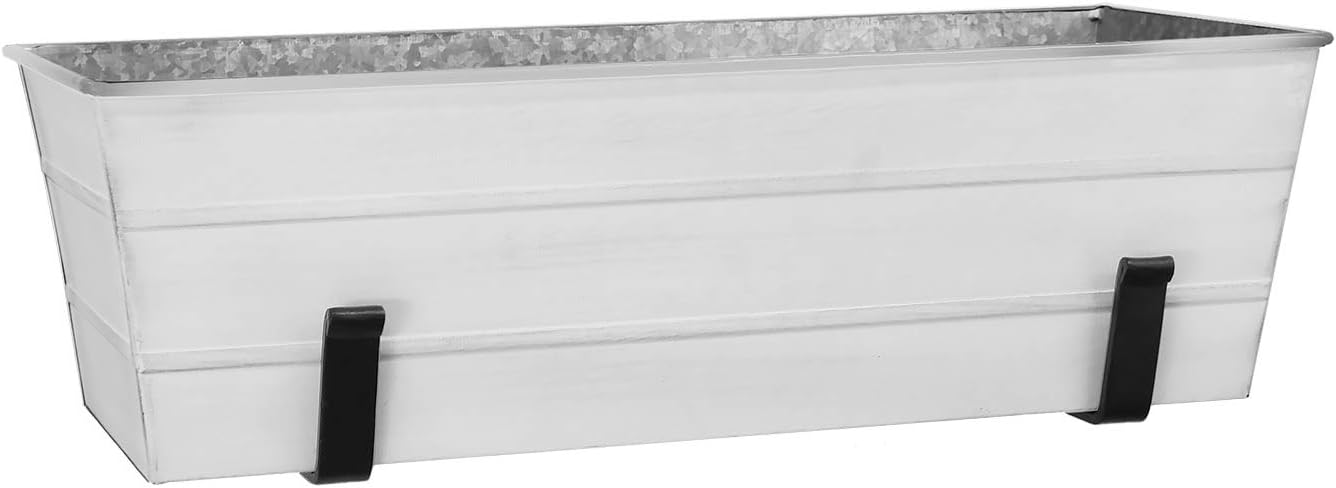 Caja flores blanca mediana con soporte pared