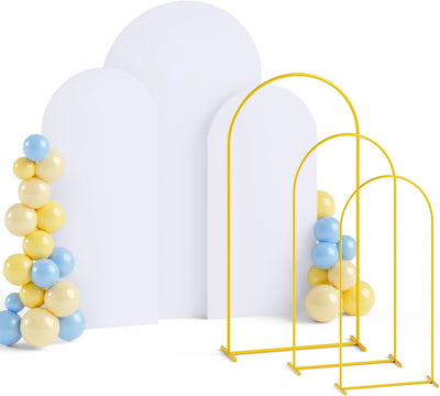 Soporte arco metal 6-7.2ft cubierta blanca dorado boda baby shower