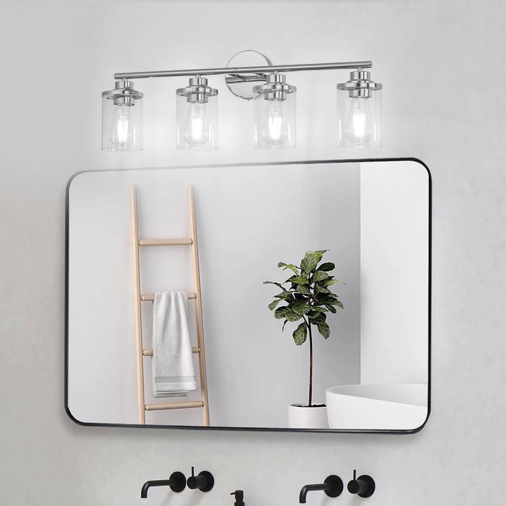 Aplique baño 4 luces cromadas 31pulg moderno