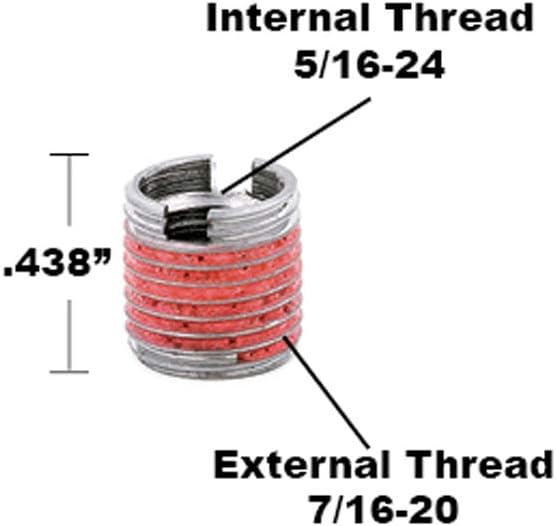 Inserto roscado pared delgada acero inox 5/24-18 x 7/16-20 set 5