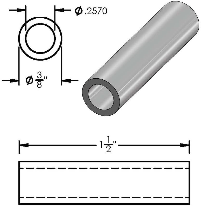 Espaciador aluminio 3/8x1/4 redondo comp 1/4 o M6 25uds