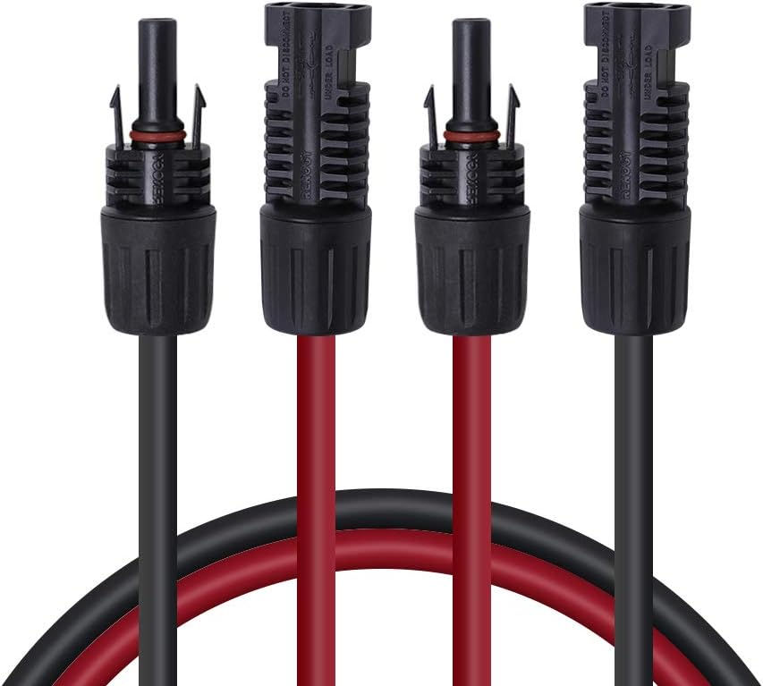 Cable extensión 12awg 5ft con conectores solares rojo y negro