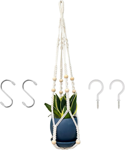 Colgador macramé 35pulg con ganchos para plantas bohemia