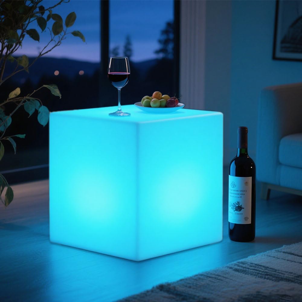 Silla Cubo LED Inalámbrica 16'' con Control RGB Recargable