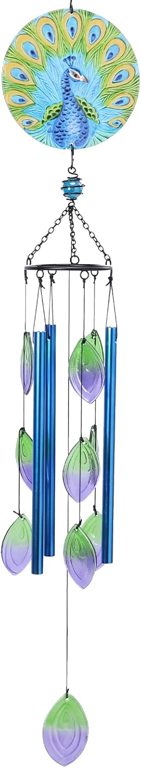 Campanillas viento cristal pavo real tono profundo