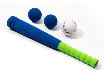 Set bate béisbol espuma 16.5" 3 bolas para niños azul
