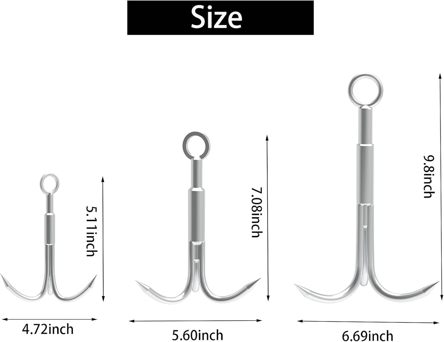 Gancho acero inox 3 garras para escalada y rescate