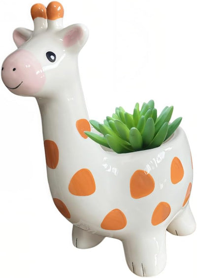 Maceta cerámica forma jirafa decoración hogar