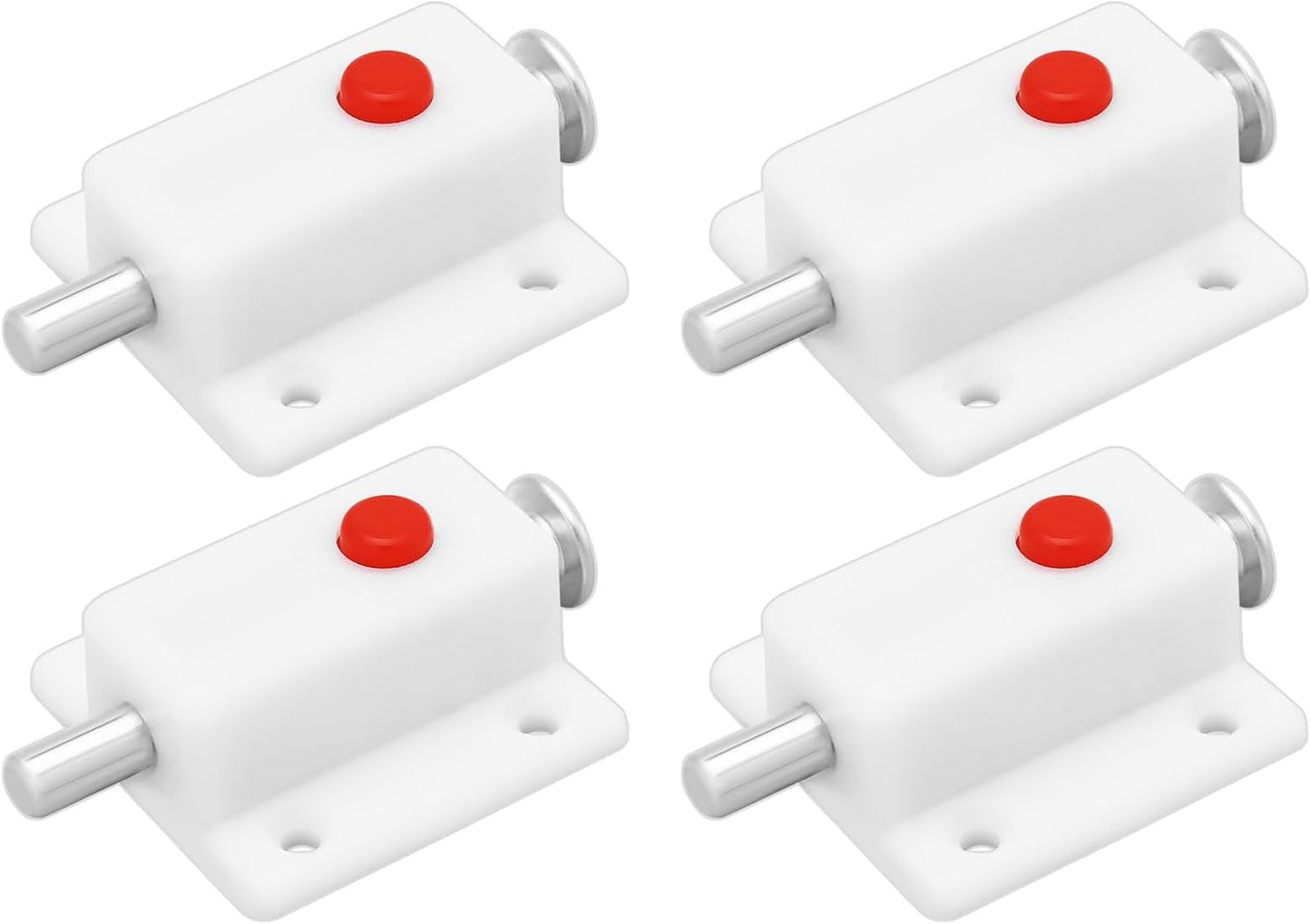 4 Pzas Botón Plástico Blanco con Resorte para Puertas Gabinete