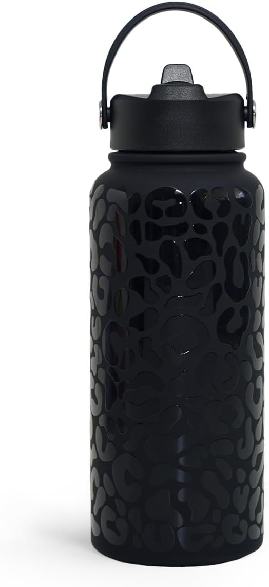 Botella agua acero inox 32oz doble pared estampado leopardo