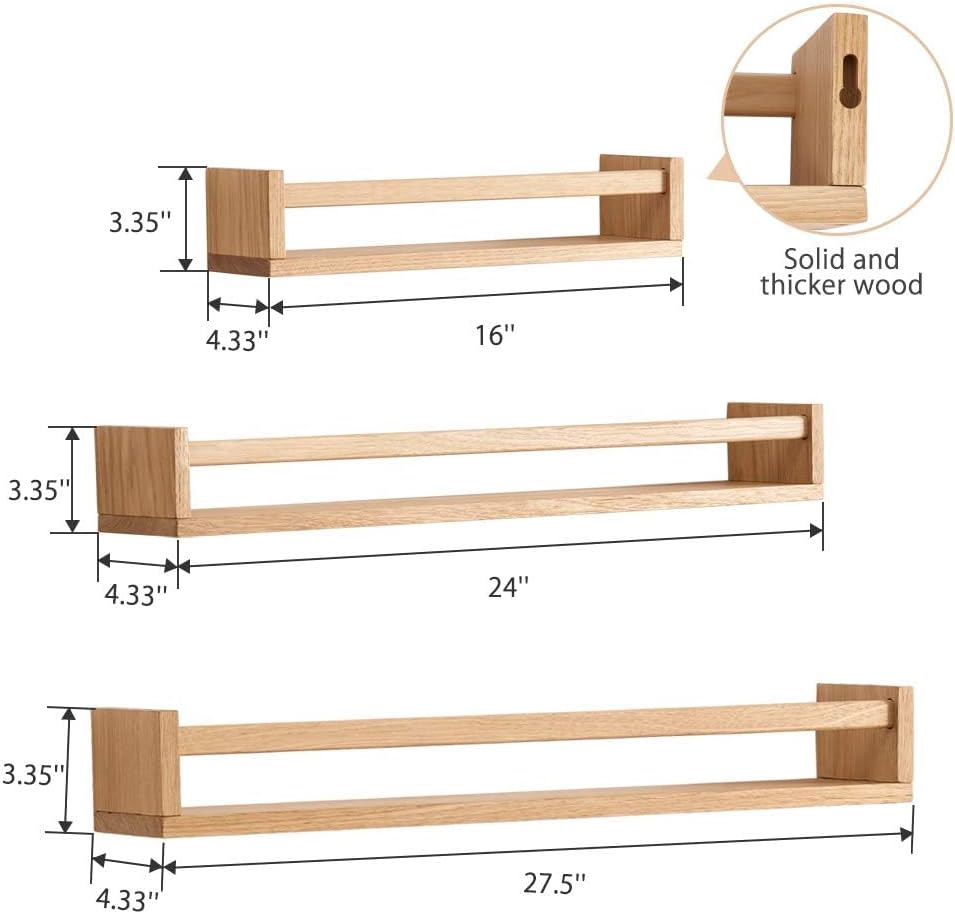 Estantes flotantes roble 27.5" para cocina dormitorio