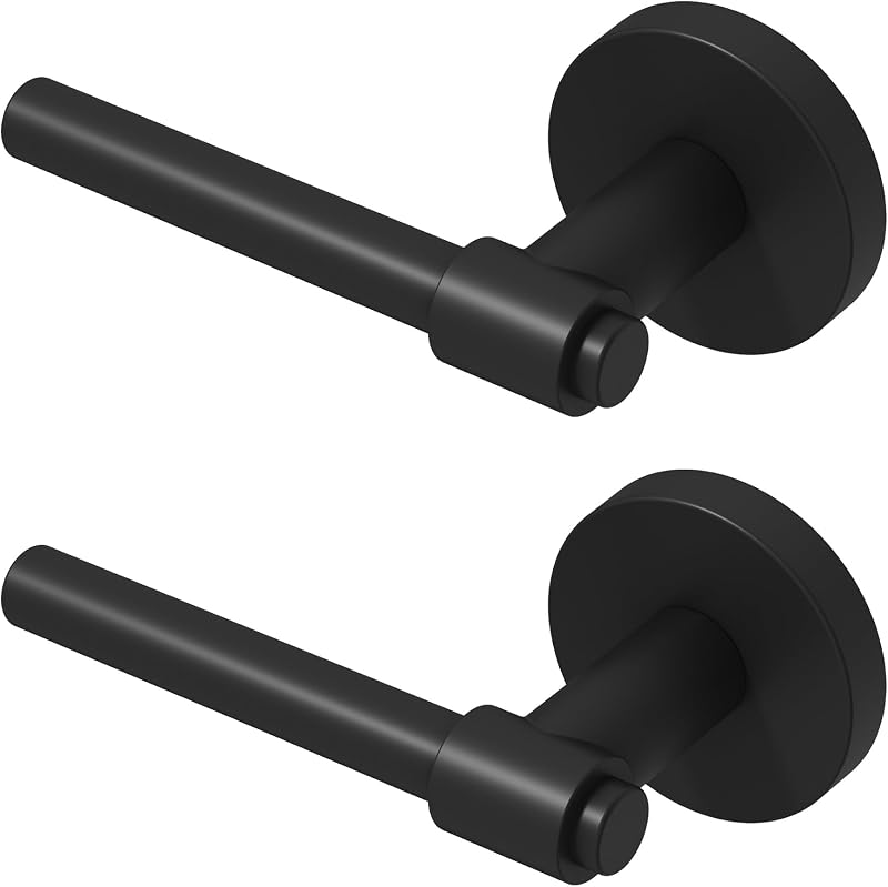 Manija puerta negra mate reversible set 2 decorativa