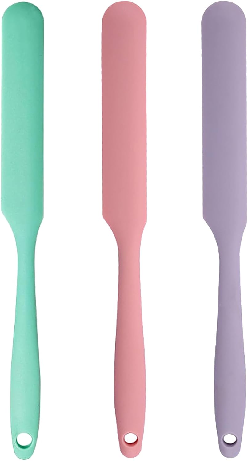 3 Pzas Espátulas Silicona Mango Largo para Cocina Púrpura Rosa