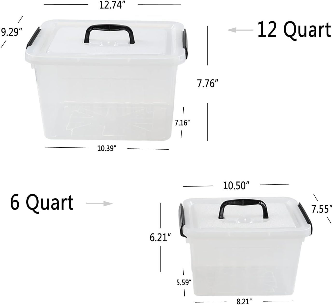 Caja almacenamiento 6qt plástico tapa transparente pack 2