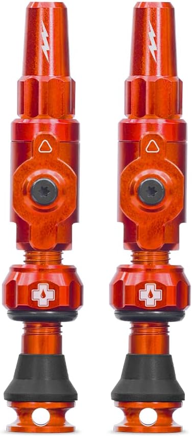 Válvulas tubeless 1.77" naranja tapones antipolvo bicicleta