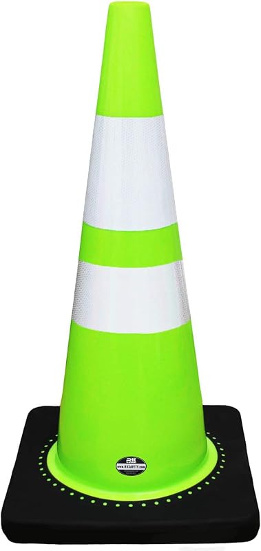 Conos PVC seguridad 28pulg cuello reflectante base negra