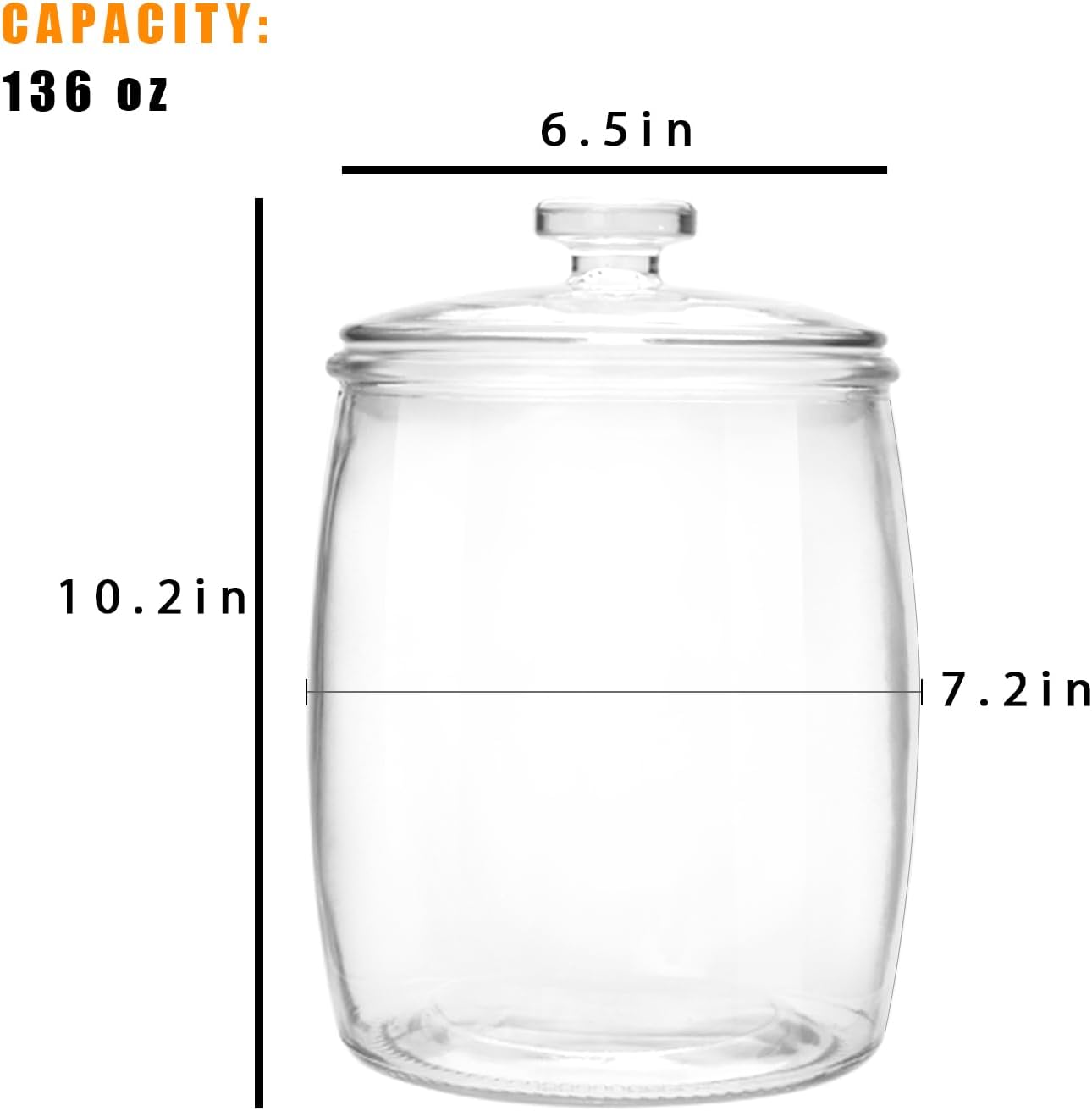 Tarro vidrio 1gal con tapa para galletas café harina