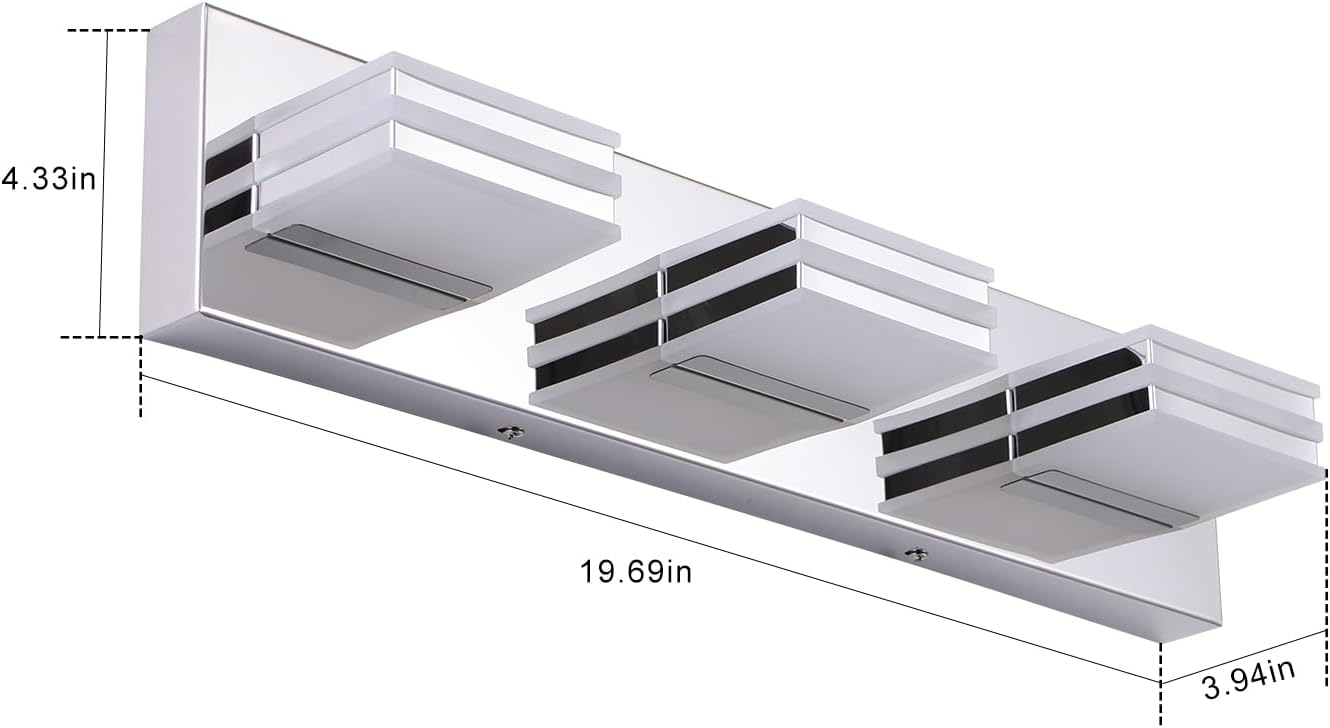 Lámpara baño moderna LED 20pulg cromada 18W