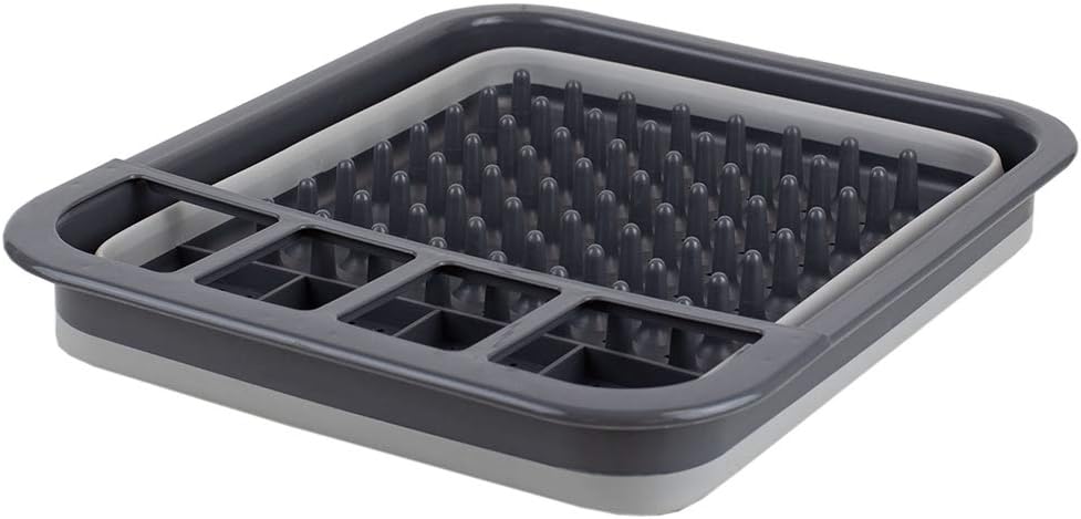 Escurridor platos silicona plástico soporte cubiertos gris