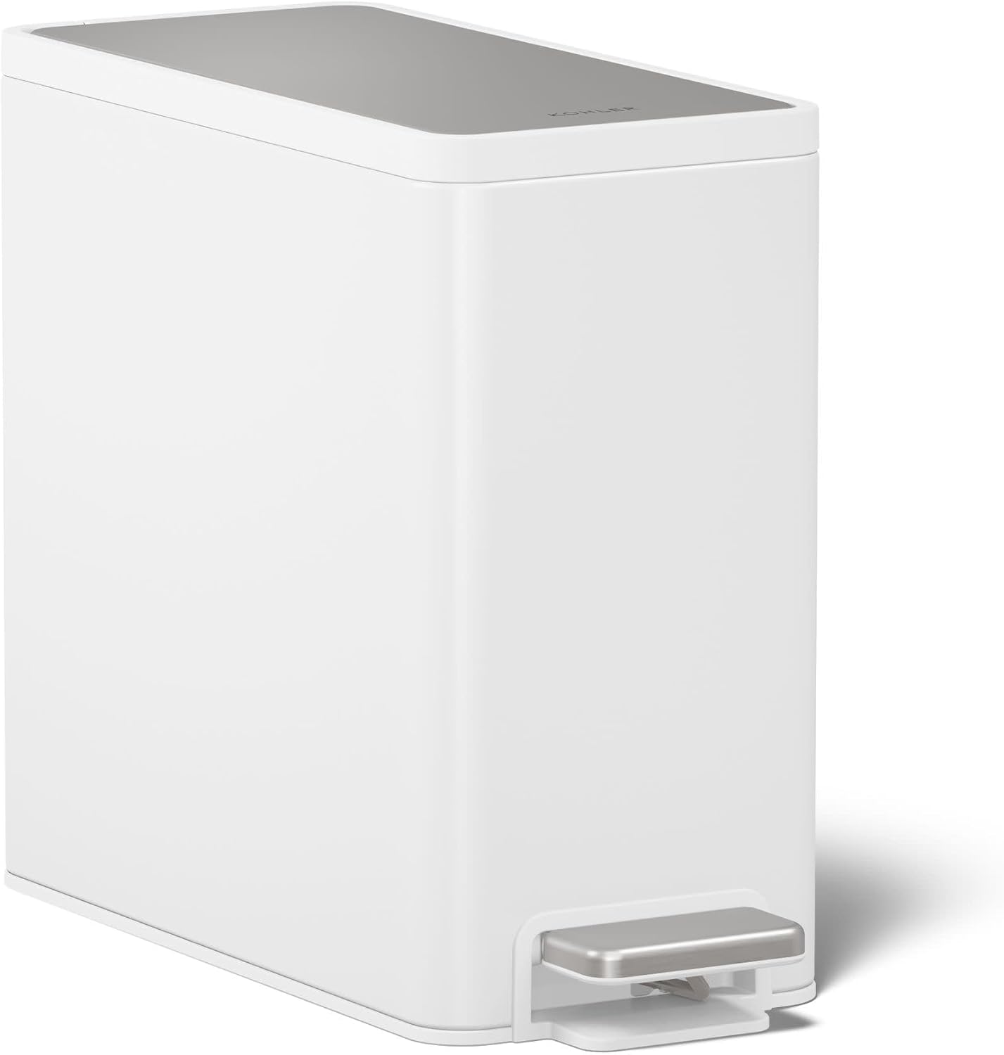 Bote basura baño 2.5gal pedal suave acero inox blanco