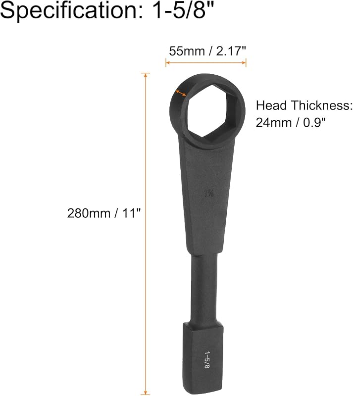 Llave de golpeo 1-5/8" mango recto 6 puntos