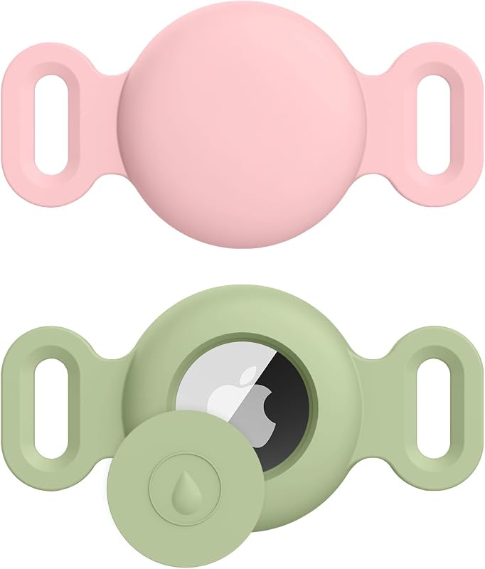 Soporte Airtag collar mascotas funda silicona 2 pzas rosa
