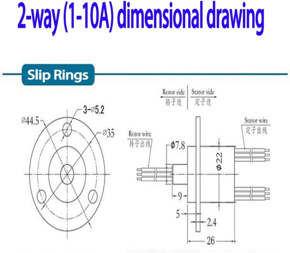 Anillo colectando conector motor 2 alambres 10A