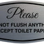 Letrero papel higiénico baño plata cepillada/negro pequeño