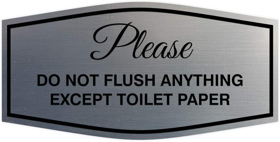 Letrero papel higiénico baño plata cepillada/negro pequeño