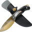 Cuchillo caza hoja fija 7" mango madera funda cuero