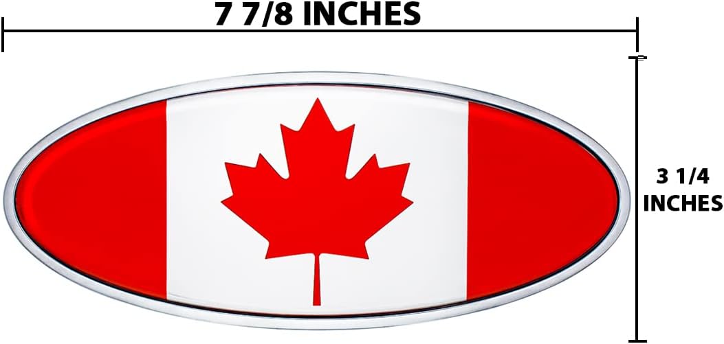Emblema ovalado cromado 7 7/8x3 1/4 Peterbilt bandera Canadá
