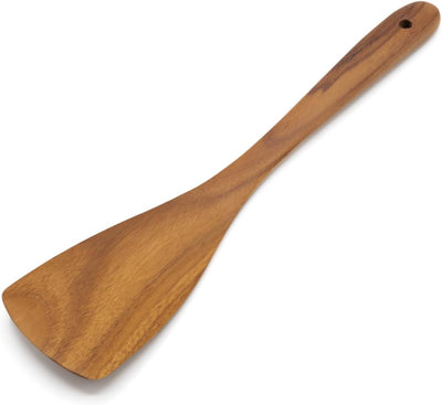 Volante madera teca espátula plana 30cm antiadherente