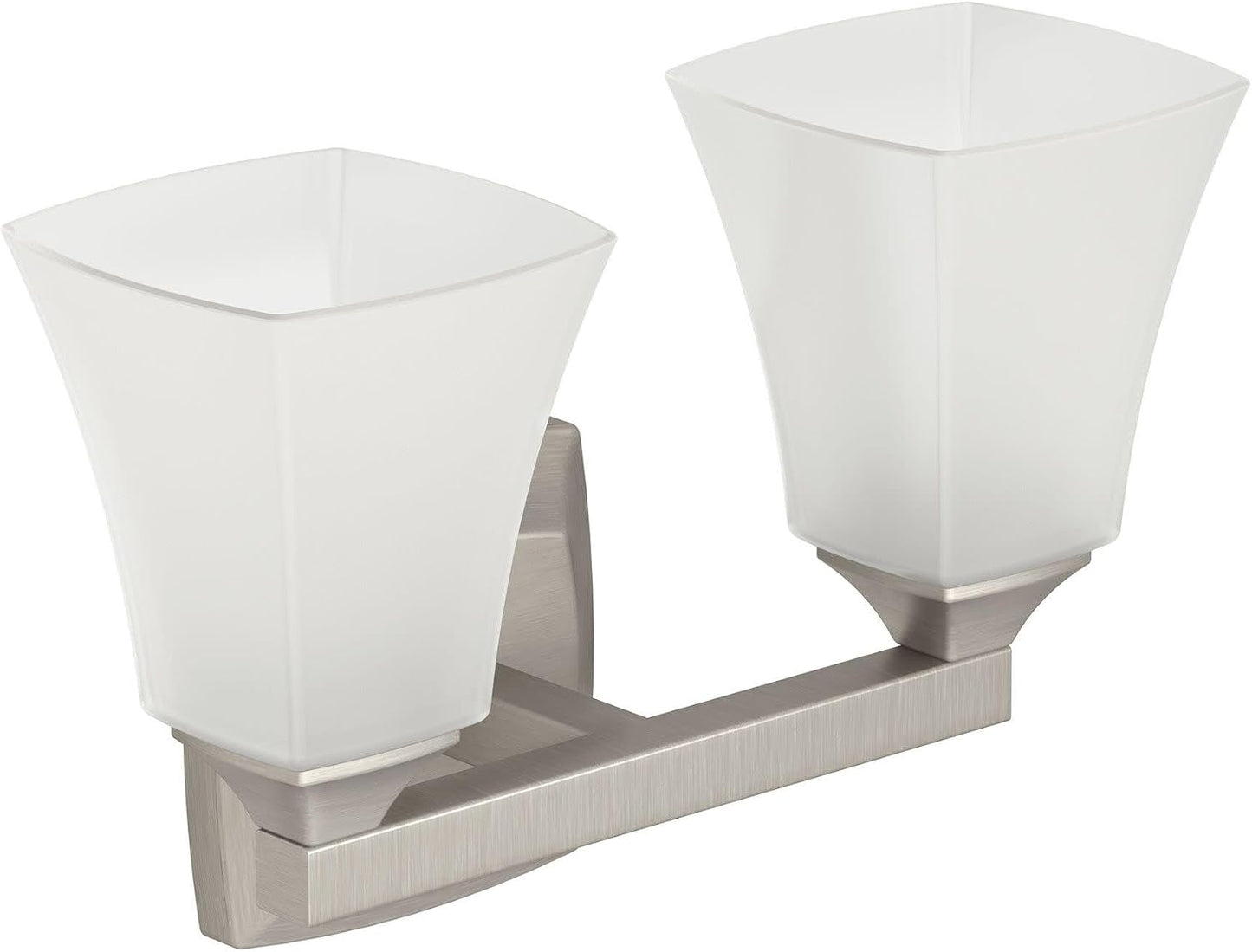 Accesorio baño doble con 2 luces vidrio esmerilado níquel