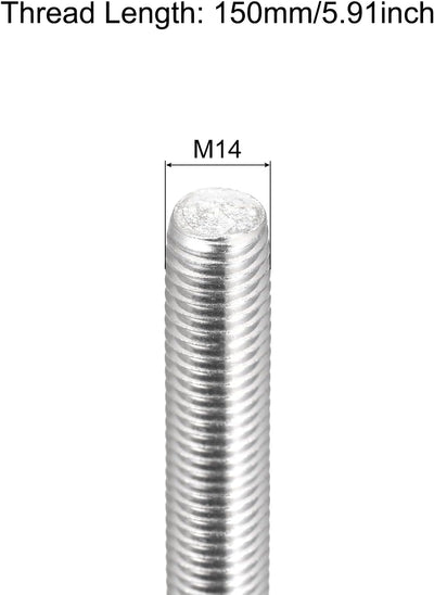 Varilla roscada M14x150mm paso 2mm acero inox 304 set 4