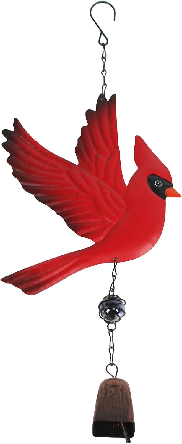 Carillón viento pájaro cardenal rojo para exterior