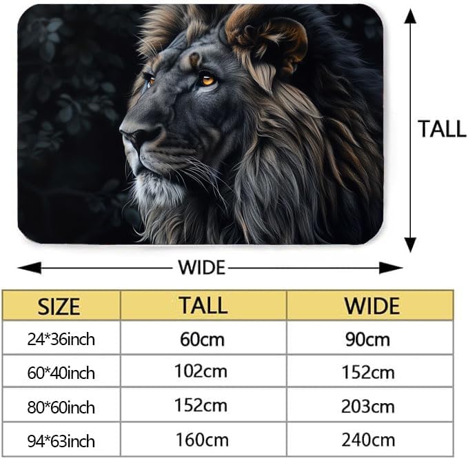Alfombra área estampado león 24x36pulg gris suave interior