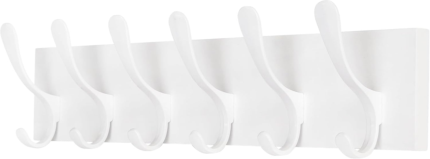 Perchero pared 6 ganchos madera color blanco