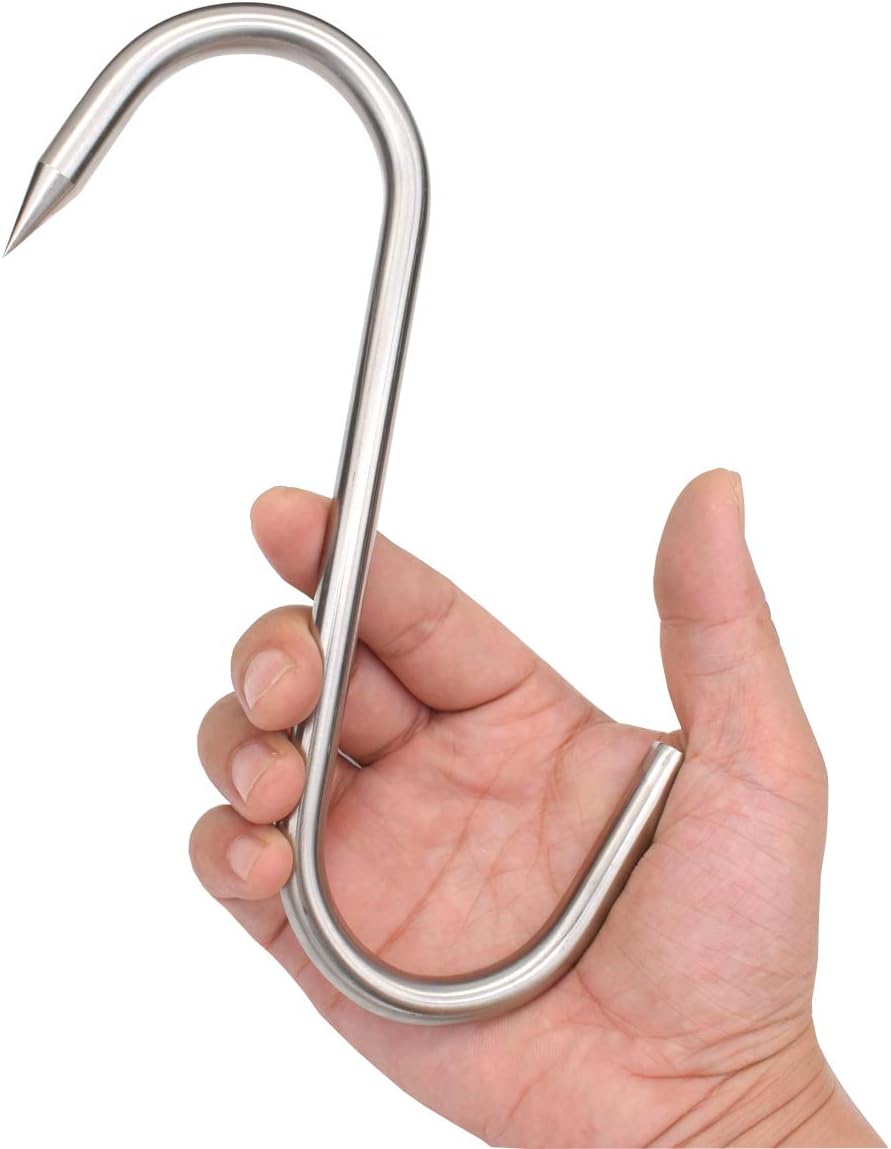 Gancho carne acero inox 8" 0.39" 4pzas