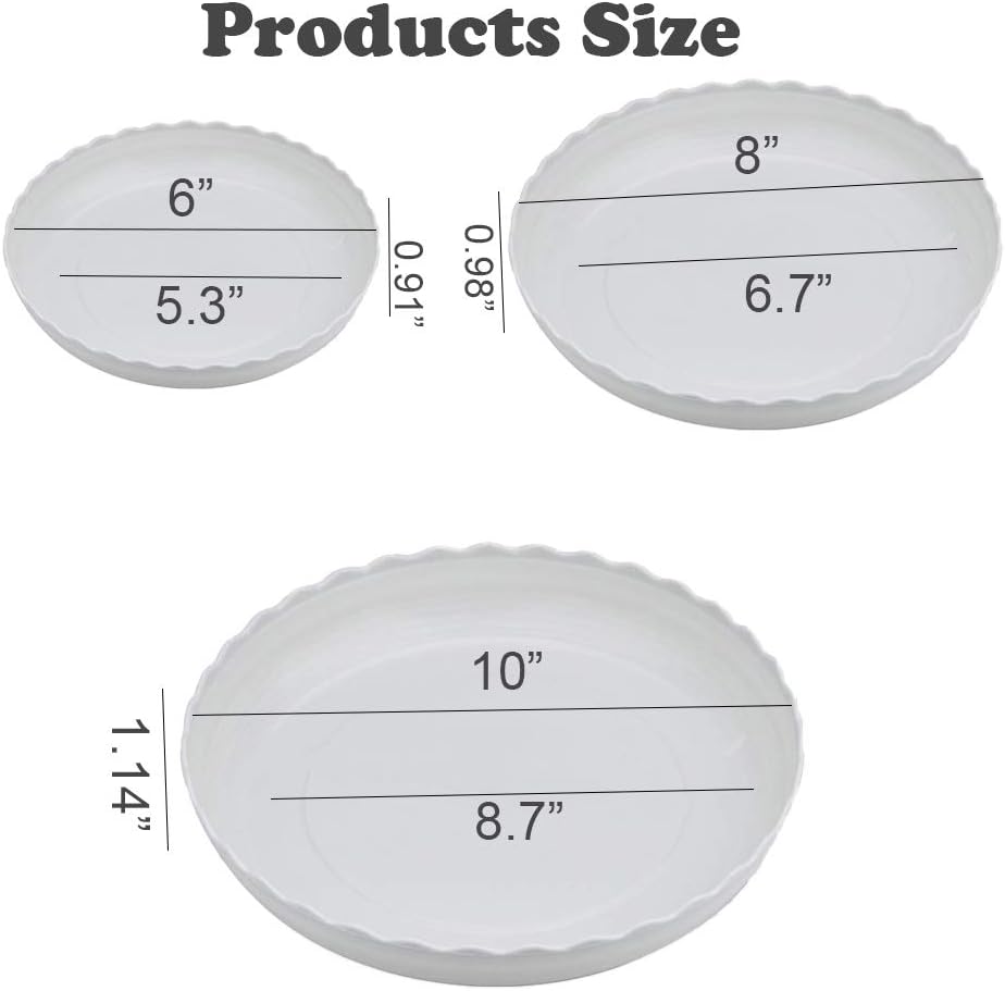 6 Pzas Bandejas Plástico Onduladas para Plantas 6/8/10pulg
