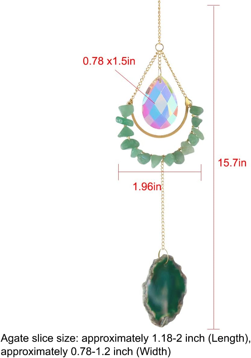 Colgante ágata cristal campanilla viento prisma decoración