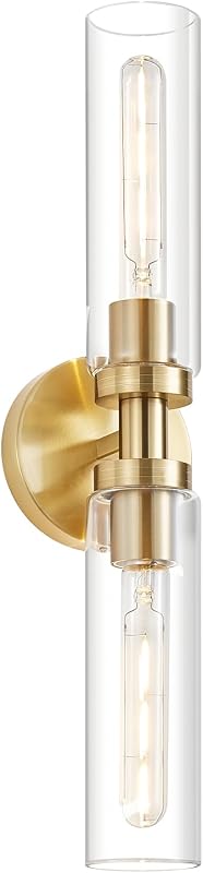 Luz de tocador moderna de latón cepillado dorado 2 luces