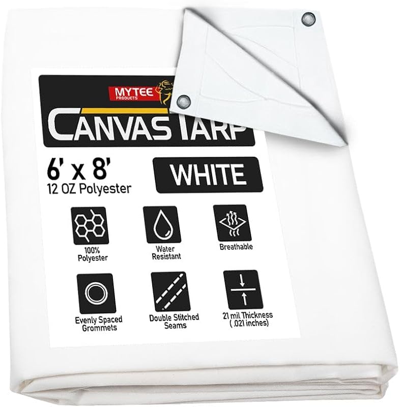 Lona Blanca 6x8ft 12oz Resistente Agua Cubierta Multiusos