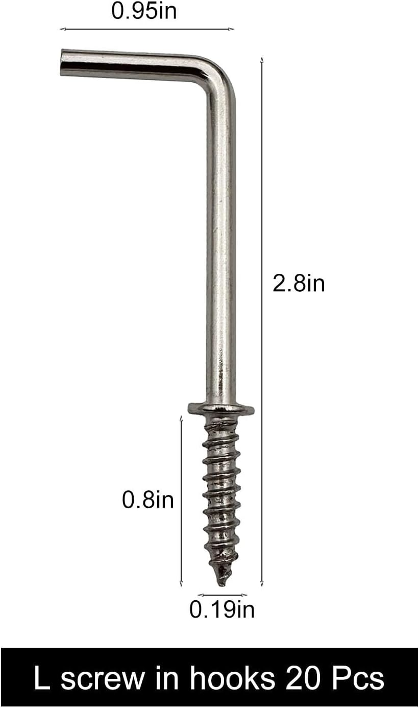 Ganchos L 1 y 7 pulg plateado pack 20