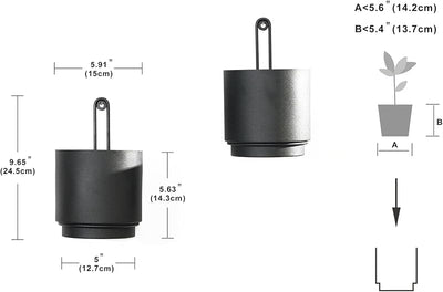 2 Pzas Maceteros Colgantes Metal Negro 5.91"