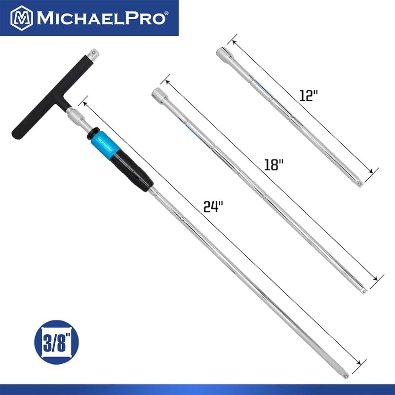 Set llaves T 3/8" 3 pzas 12-24" ajustables patentado